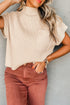 Ribbed Mock Neck Patch Pocket Drop Shoulder Short Sleeve Sweater
